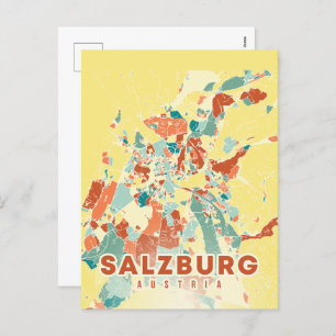 Austria capital salzburg map  holiday postcard