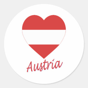 Austria (civil) Flag Heart Classic Round Sticker