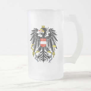 Austria Coat Of Arms Frosted Glass Beer Mug