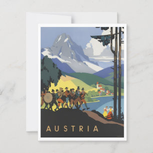 Austria Colorful Retro Inspired Postcard