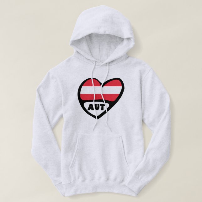Austria Country Code Flag Heart AUT Hoodie (Design Front)
