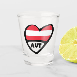 Austria Country Code Flag Heart AUT Shot Glass