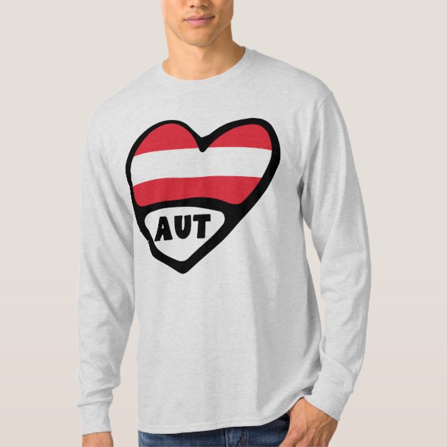 Austria Country Code Flag Heart AUT T-Shirt (Front)