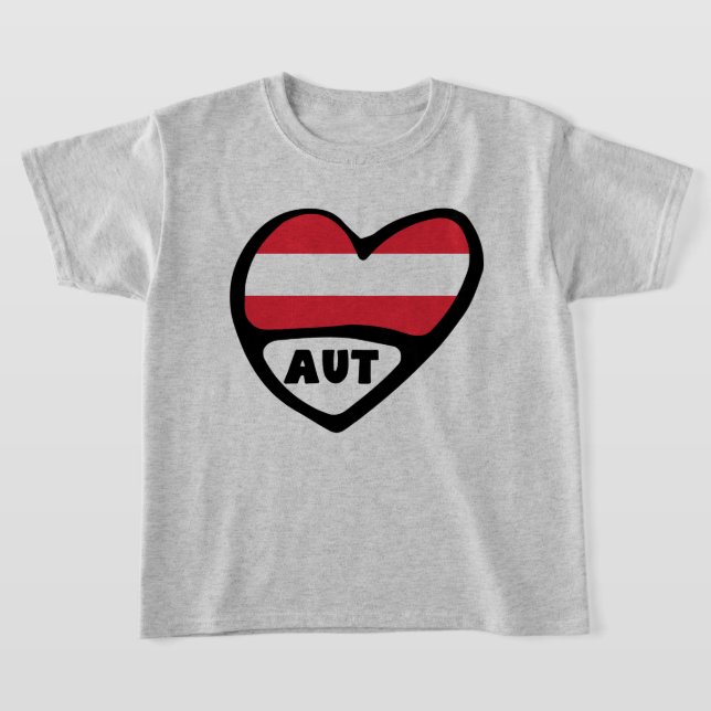 Austria Country Code Flag Heart AUT T-Shirt (Laydown)