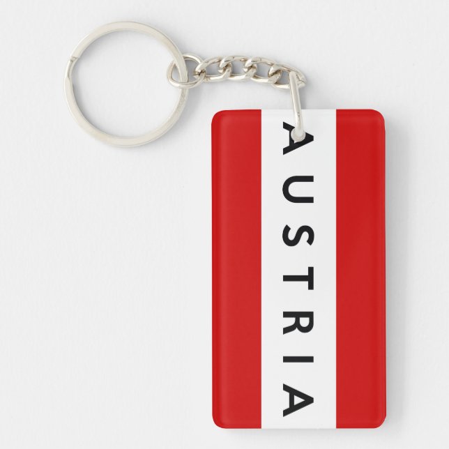 austria country flag symbol name text key ring (Front)