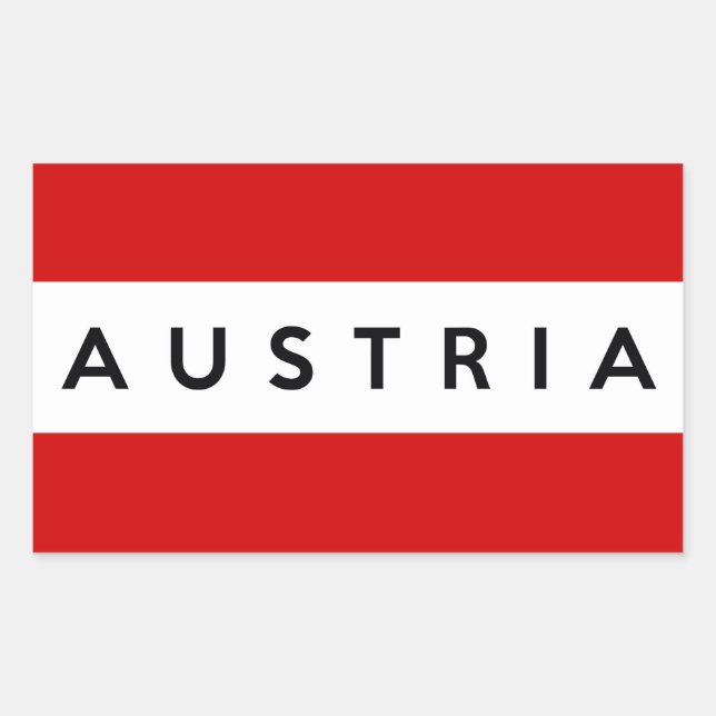 austria country flag symbol name text rectangular sticker (Front)