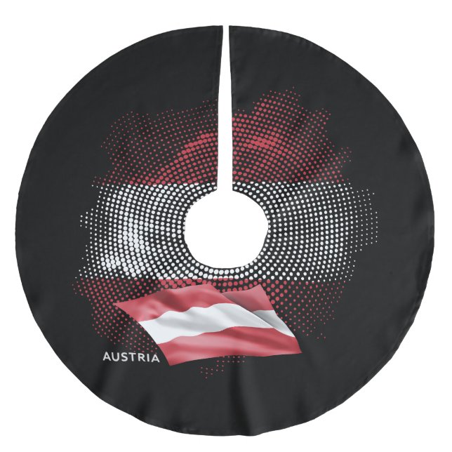 Austria flag brushed polyester tree skirt (Front)