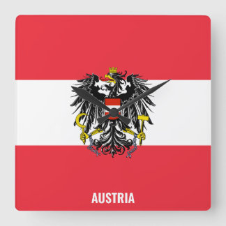 Austria Flag Dazzling Patriotic Square Wall Clock