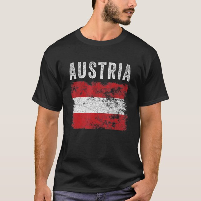 Austria Flag Distressed  Men Women Kids  Austrian  T-Shirt (Front)