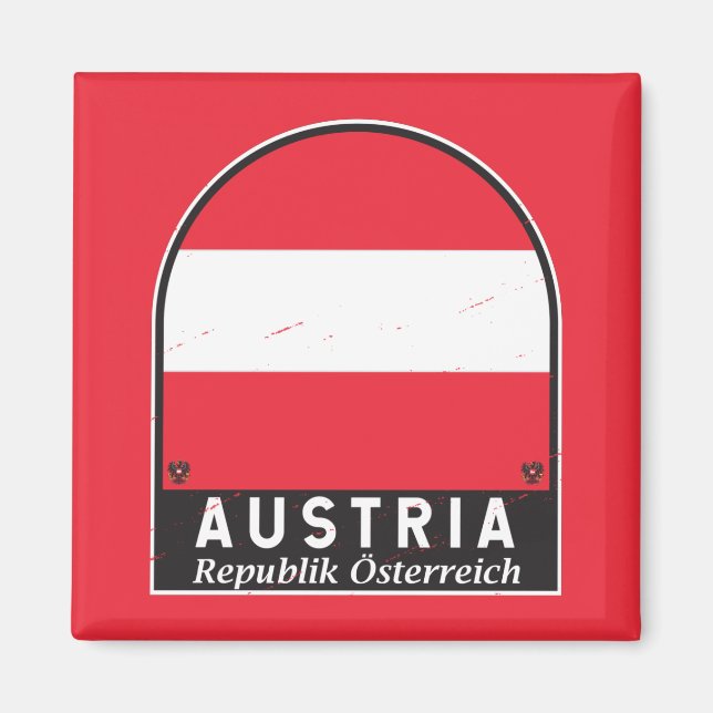Austria Flag Emblem Distressed Vintage  Magnet (Front)