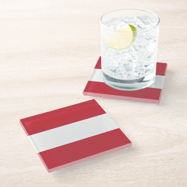 Austria flag glass coaster (Angled)