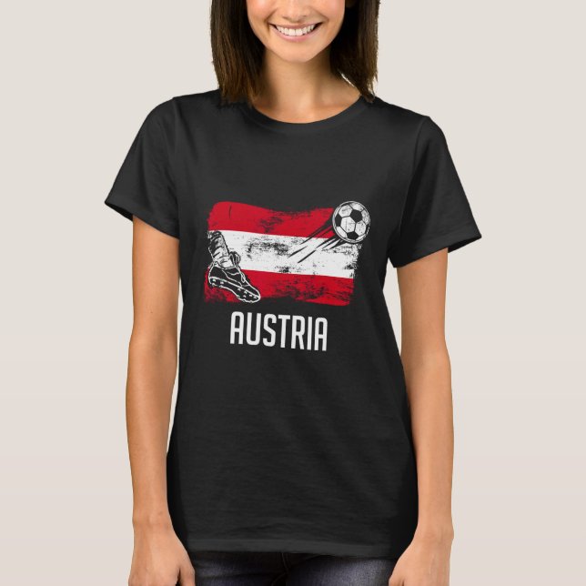 Austria Flag Jersey Austrian Soccer Team Austrian  T-Shirt (Front)