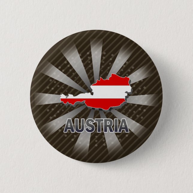 Austria Flag Map 2.0 6 Cm Round Badge (Front)
