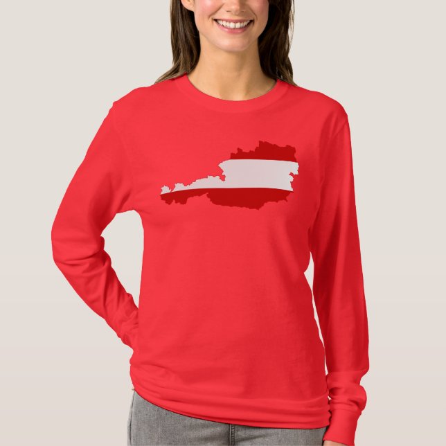 Austria Flag Map Long Sleeve T-Shirt (Front)