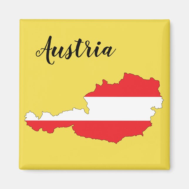 Austria Flag Map Magnet (Front)