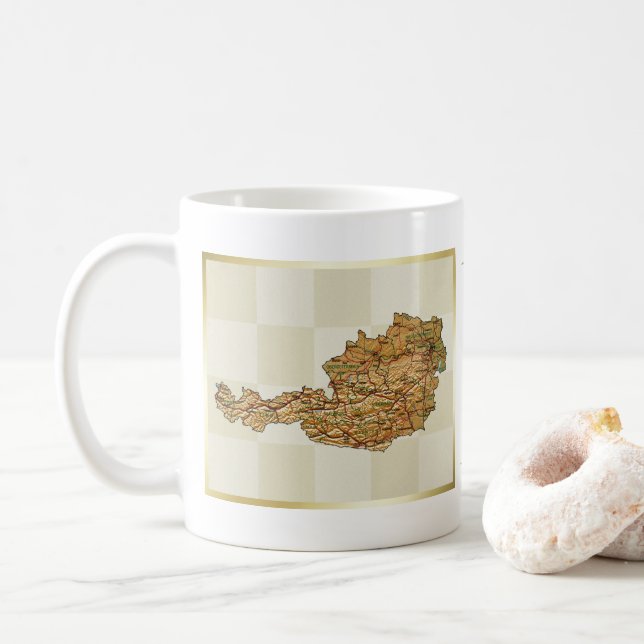 Austria Flag + Map Mug (With Donut)