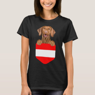 Austria Flag Vizsla Dog In Pocket T-Shirt