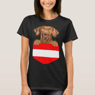 Austria Flag Vizsla Dog In Pocket T-Shirt