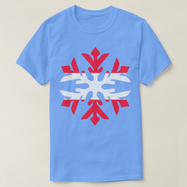 Austria Flag Winter Snowflake Design T-Shirt (Design Front)
