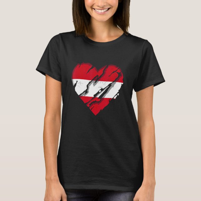 Austria Heart Austrian Flag Austrian Pride T-Shirt (Front)