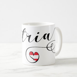 Austria Heart Mug, Austrian Flag Coffee Mug