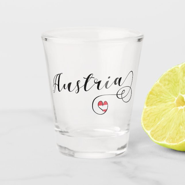 Austria Heart Mug, Austrian Flag Shot Glass (Front)