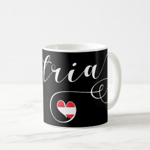 Austria Heart Mug, Autrian Flag Coffee Mug