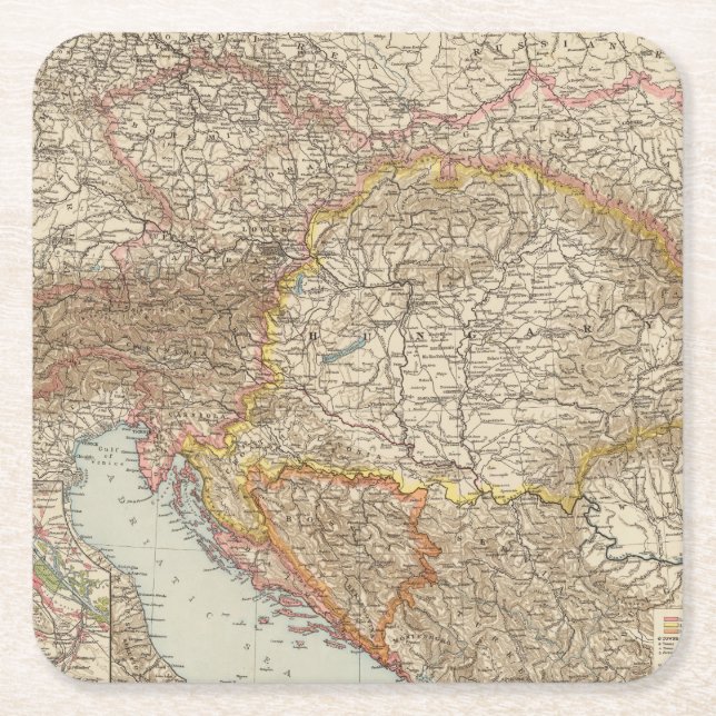 Austria Hungary 2 Square Paper Coaster (Front)