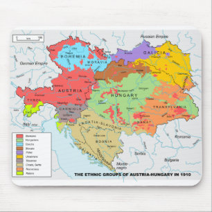 Austria-Hungary Map of Ethnic Diversity in 1910 Mouse Mat