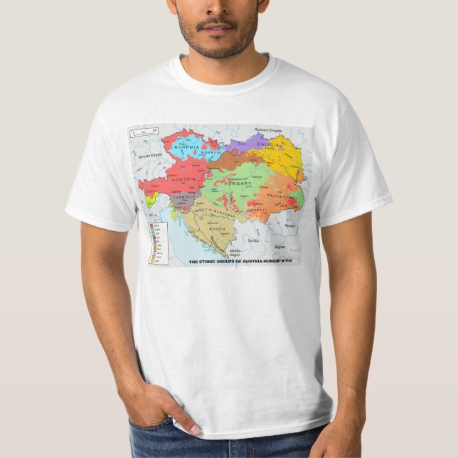 Austria-Hungary Map of Ethnic Diversity in 1910 T-Shirt (Front)