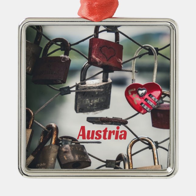 Austria Love Locks Bridge Salzburg Metal Tree Decoration (Front)