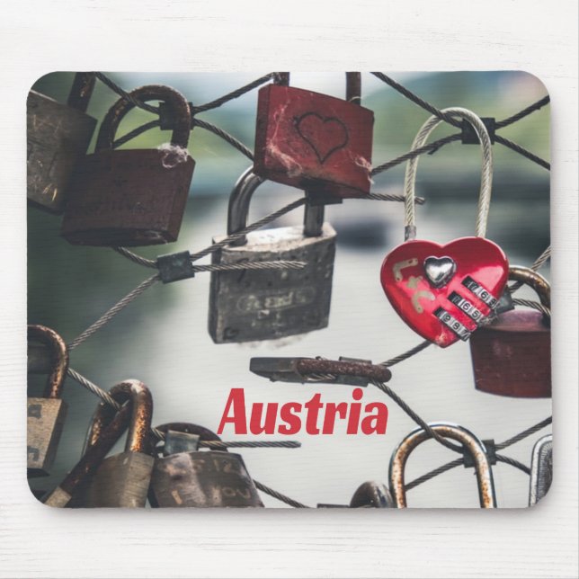 Austria Love Locks Bridge Salzburg Mouse Mat (Front)