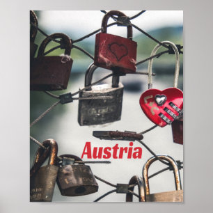 Austria Love Locks Bridge Salzburg Poster