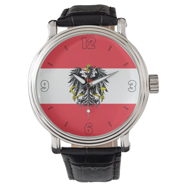 Austria National Flag Elegant Patriotic Watch (Front)