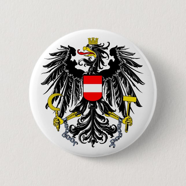 Austria Official Coat Of Arms Heraldry Symbol 6 Cm Round Badge (Front)