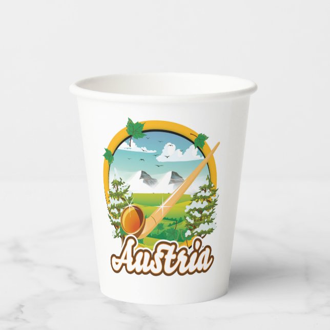 Austria retro travel logo paper cups (Front)