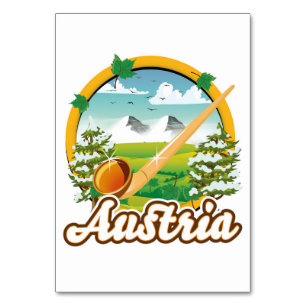 Austria retro travel logo table number