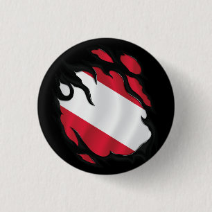 Austria Ripped Flag 3 Cm Round Badge