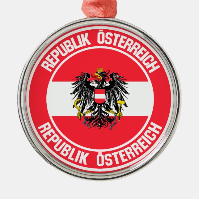 Austria Round Emblem Metal Tree Decoration (Front)
