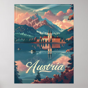 Austria Serenity: Lakeside Mountain Poster