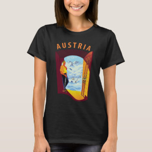 Austria Ski Chalet View Retro Travel T-Shirt