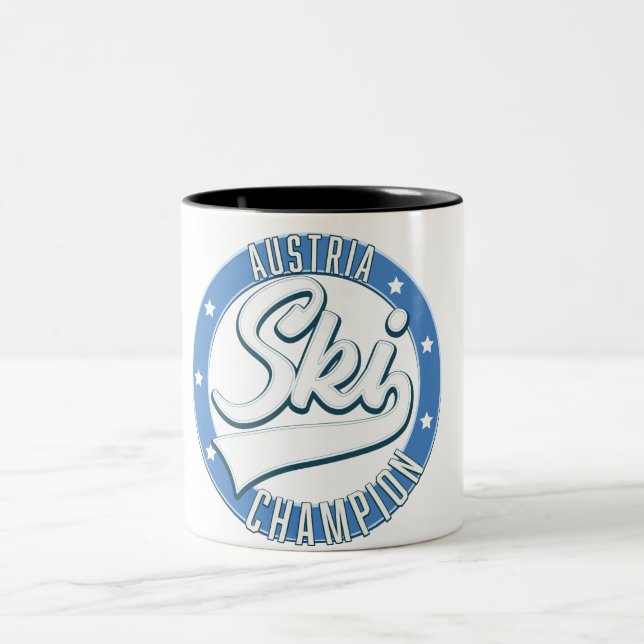 Austria Ski Champion logo Two-Tone Coffee Mug (Center)