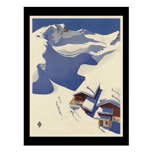 Image of Austria Ski lodge in the Alps Postcard