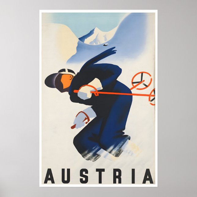 Austria Ski Poster Skiing Print Travel Art (Front)