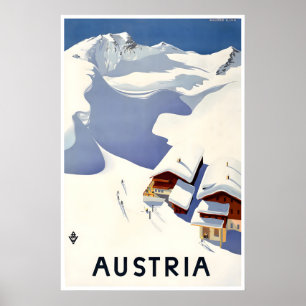 Austria Ski Poster Travel Art Vintage Austrian