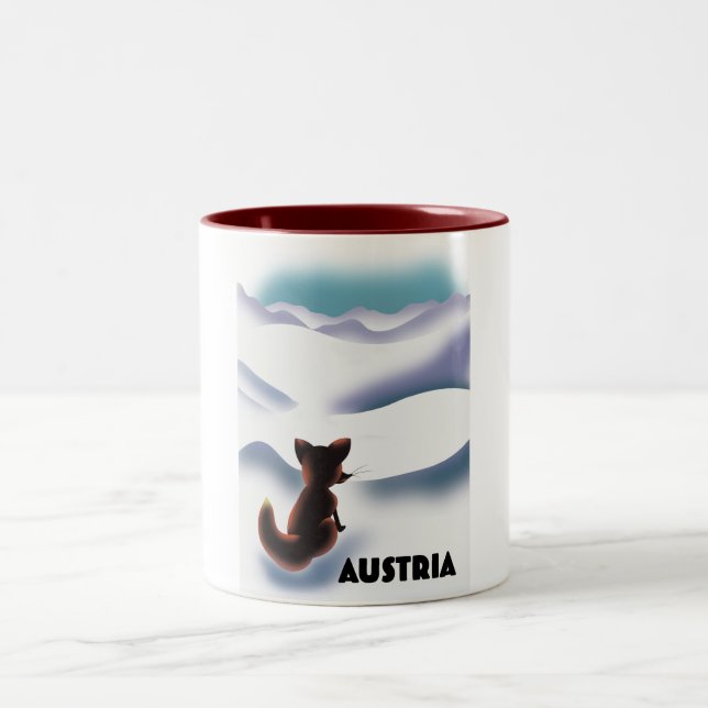 Austria Ski travel poster Two-Tone Coffee Mug (Center)