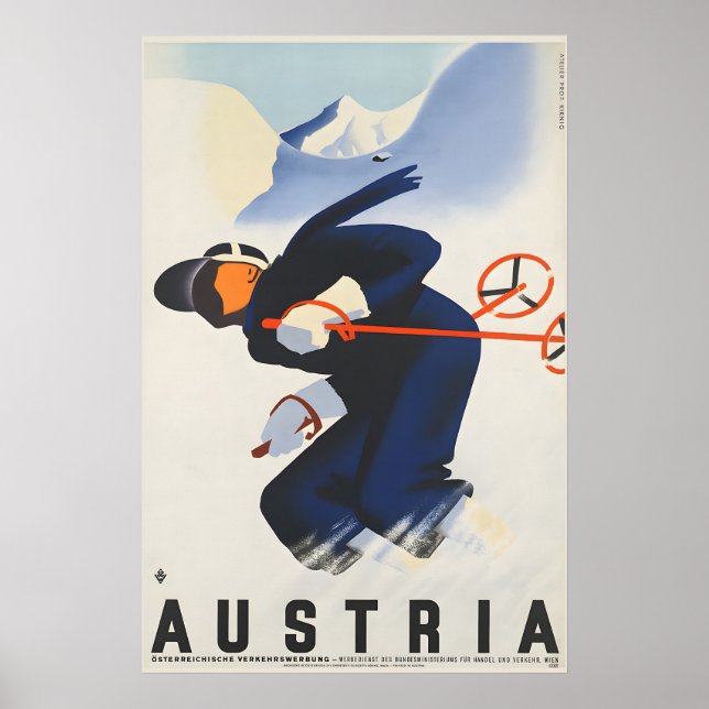 Austria Skiing Travel Poster (Front)