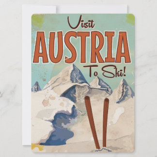 Austria Skiing Vintage travel poster Invitation