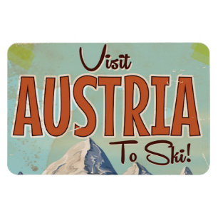 Austria Skiing Vintage travel poster Magnet