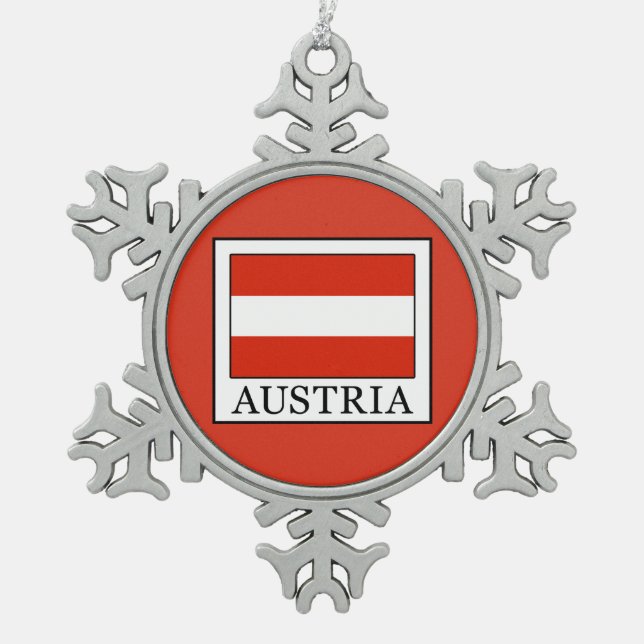 Austria Snowflake Pewter Christmas Ornament (Front)